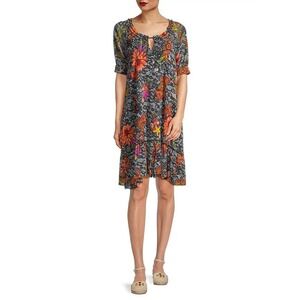 NWT FUZZI Mesh Dress Women's Medium Black Floral Lace Shift Made In Italy $595